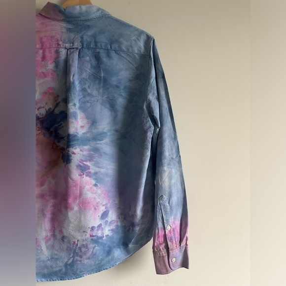 Everlane hand dyed button down shirt 40 inch bust tie dye - Picture 7 of 15